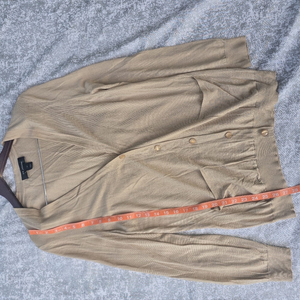 St. John Beige Lightweight Button Front Cardigan … - image 6